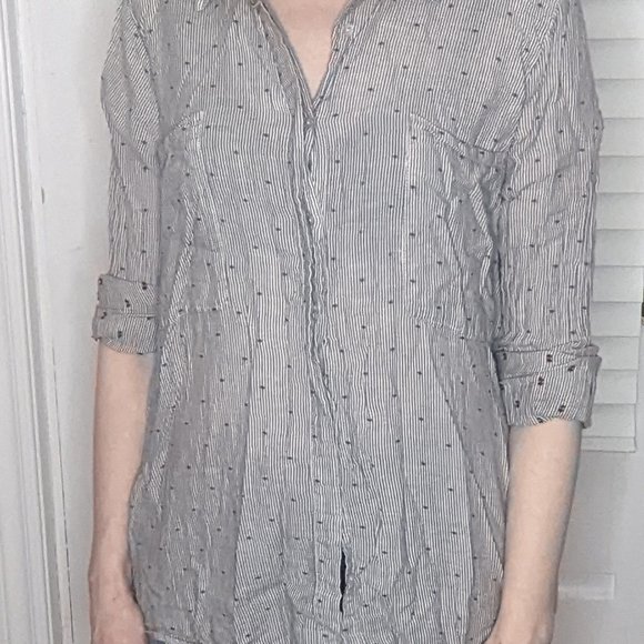 ✌️2 for 10👐 button down with stripes and polka dots - Picture 2 of 4